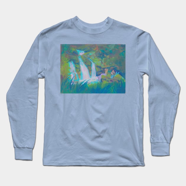 mermaid lagoon pastel aesthetic landscape Long Sleeve T-Shirt by erinkatearcher